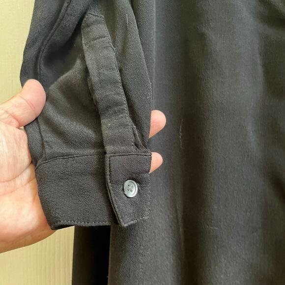 Hatch Black Collared High Low Concealed Placket Button Shirt Dress Size 1 Small - Picture 7 of 14